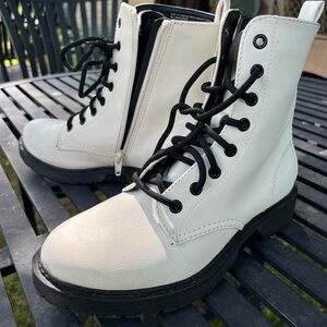 White Combat Boots